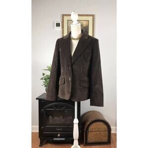 Rafaella Brown Collar Lapel Long Sleeve 2 Button Faux Pockets Jacket 10 Corduroy